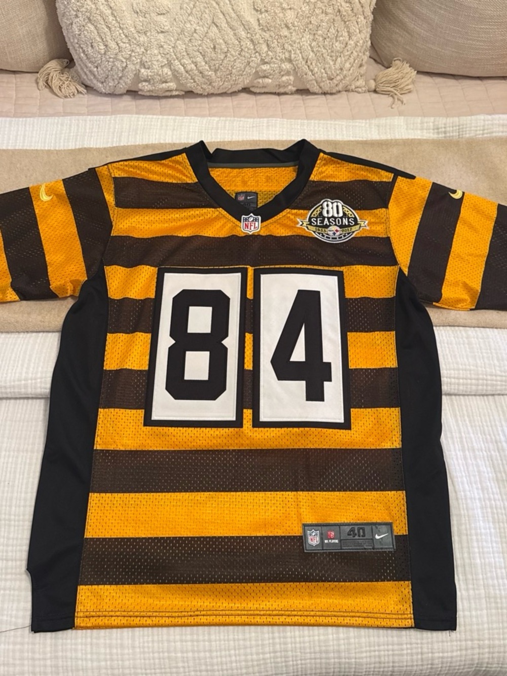Nike Men’s Black and Gold Striped #84 NFL Jersey